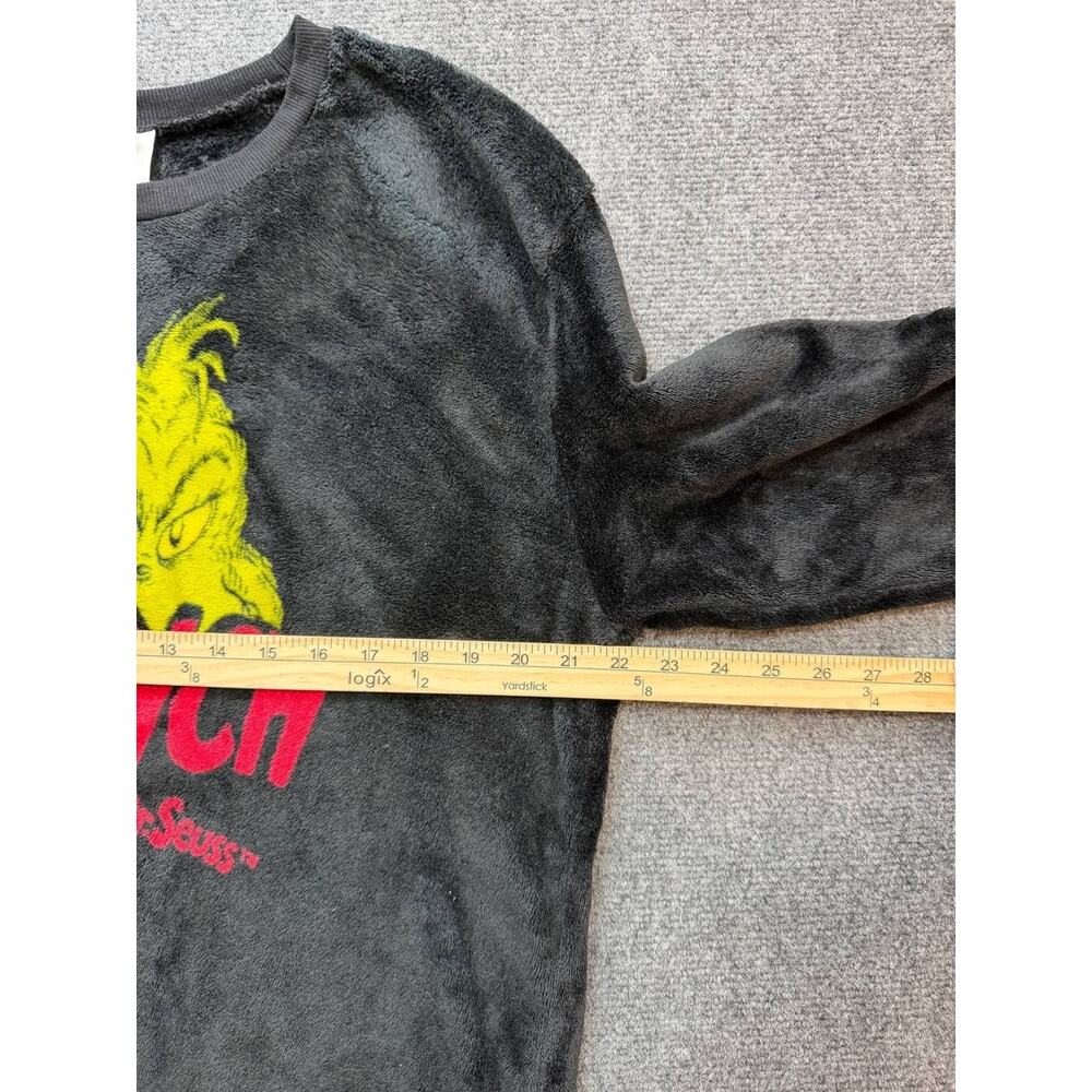 Dr Seuss The Grinch Plush Fleece Pajama Set Youth XL 10-12 Black Green - Picture 5 of 15